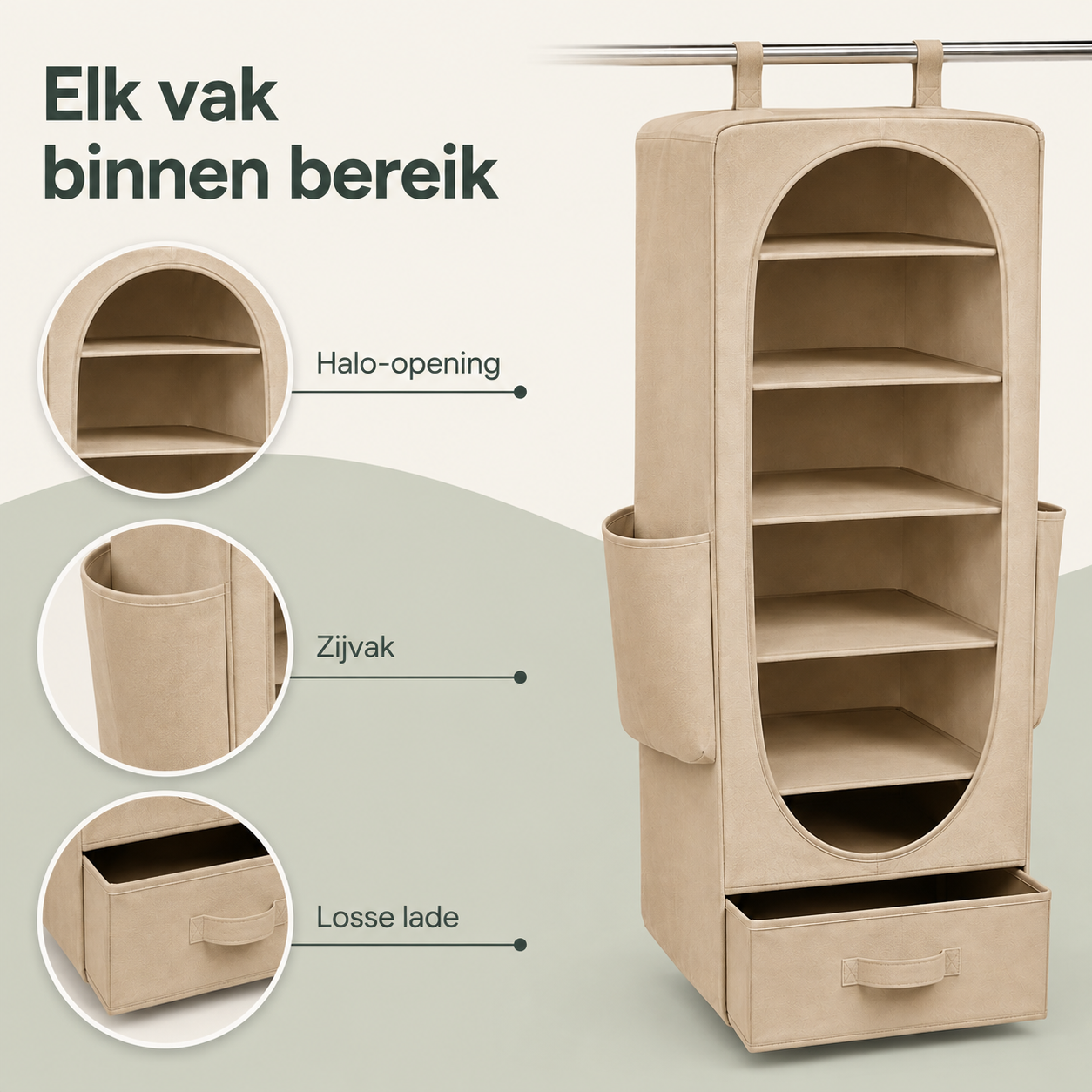HaloHang Hanging Wardrobe Organizer